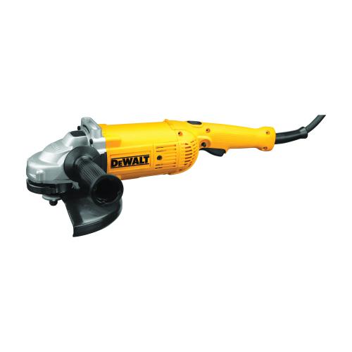 Angle Grinder, Large, Tool/Kit: Tool, 9 in Wheel Diameter, 5/8-11 Arbor/Shank, 6500 RPM Speed, 4 HP, 120 VAC, 15 A, Plastic Housing Material, 2-Position/In-Line/Side Handle, Yellow, 6 ft Cord, Lock-On/Off Trigger Switch Control, Lock-ON/OFF Trigger S