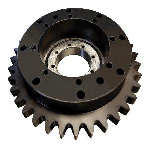 Geared Bearing, External, 115 mm Bore, 307 mm OD, 6:1 Gear Ratio, 60 Teeth, 270 mm Diameter Hub, Bare Steel, Black Oxide
