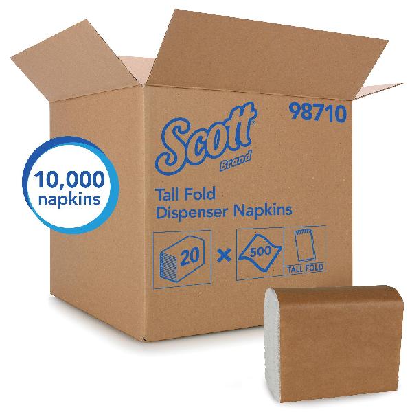 Dispenser Napkin, Snack Sized, 7 x 13-1/2 in Sheet, Tall Fold, 1 Ply, 6-3/4 x 3-9/16 in Folded, Paper, White