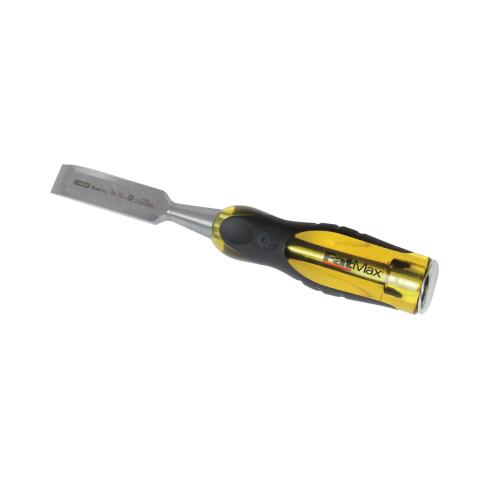 Wood Chisel, Bi-Material Short Blade, Beveled, 1 in Tip, High Carbon Chrome Alloy Steel Tip, 1 in Blade Width, 9 in Overall Length, Ergonomic, Acetate/Rubber Handle, Yes Corrosion-Resistant, High Carbon Chrome Alloy Steel