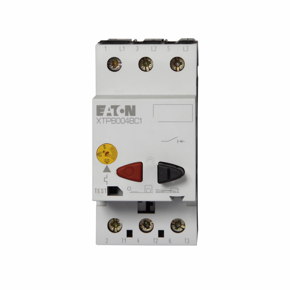Manual Motor Protector, Series: XT Series, 690 VAC, 10 A, 7.5 kW, 45 mm Frame, Class 10 Trip, 6.3 to 10 A Trip, 3 Pole, Push Button Actuator, Screw, IP20, DIN Rail Mount, -25 to 55 °C, 1.8 in L x 3 in W x 3.7 in H