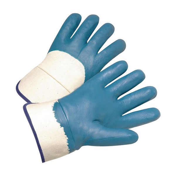 General Purpose Gloves, Unisex, Series: 4550, Coated/Work Glove Type, XL, Nitrile Palm, Nitrile, Blue, Full Finger/Wing Thumb, Jersey, Safety Cuff, Nitrile, Palm Coating Coverage, 11 in Length, Resists: Abrasion