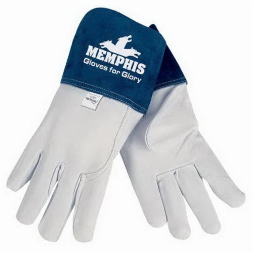 MIG/TIG Welding Gloves, Premium Grade, Series: Gloves for Glory® 4850, XL, Goat Skin Leather Palm, Top Grain Goat Skin Leather, White, Standard Finger/Straight Thumb, Unlined, Gauntlet Cuff, 12.63 in Length, Glove Material Thickness 0.4 to 1.1 mm, Re