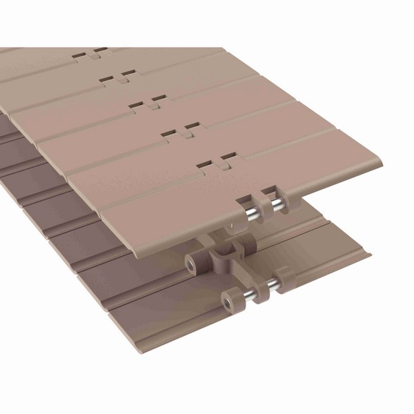 Flat Top Conveyor Chain, Straight Running, Series: LF, 1.5 Inch Pitch, 4.5 Inch Plate Width, Low Friction Plastic, Tan