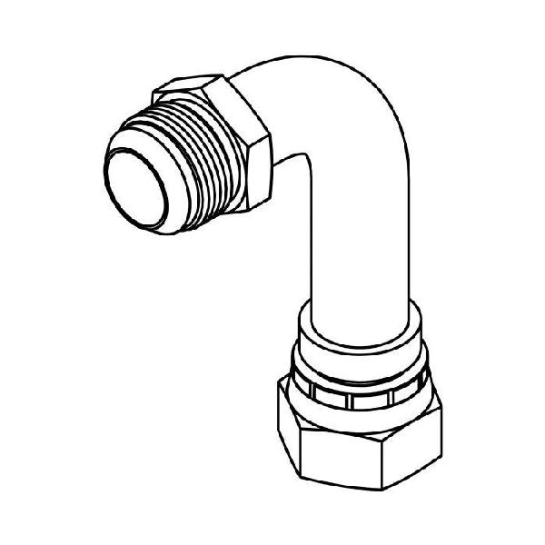 Bent Tube Elbow, Long, Series: 6701-L, 7/8-14 Nominal, 37° Male JIC x 37 °Female JIC Swivel End Style, 90° Angle, Steel, Trivalent Chromate Plated, Silver