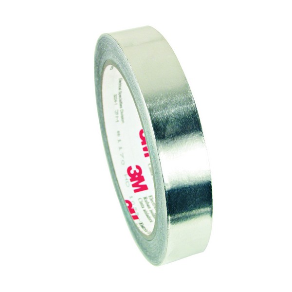 Shielding Tape, Series: 1267, 18 Yard Length, 1/2 Inch Width, 5 mil Thickness, Silver, 3 Inch Diameter Core, Acrylic Adhesive, Aluminum Foil Backing, 35 in-oz Adhesion Strength, 600 V, Specifications Met: ASTM D1000