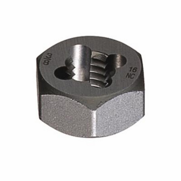 Rethreading Die, Hexagonal, Series: 377, Measurement System: Imperial, 41641 Thread, NPT Thread, 3/4 in Thickness, 1-5/8 in Die Outside Dia, Right Hand Thread, Carbon Steel, Bright