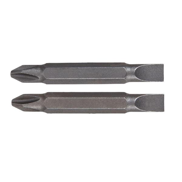Screwdriver Bit Set, Double End, 2 Piece, Specifications: 1/4 in Hex Shank, PH2 Phillips®/SL8 Slotted Point, 2-1/2 in L