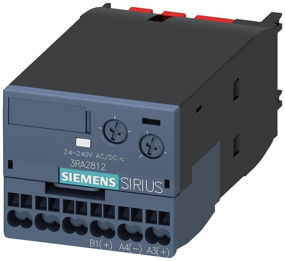 Solid State Time Relay, Electronic, Series: 3RA28, Operation Mode: Off-Delay, 1NO ContForm, 0.05 to 100 s Time Setting, 24 to 240 VAC/VDC Coil, Spring Loaded Terminal Electrical Connections, IP20 Enclosure, -25 to 60 °C, Clip-On Mounting, 38 mm H x 4