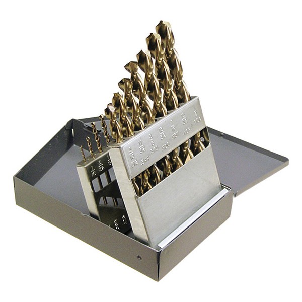 Jobber Length Drill Set, High Performance, Series: 2075, Imperial System of Measurement, 1/16 in Minimum Drill Bit Size, 1/2 in Maximum Drill Bit Size, 135 deg Drill Point Angle, 15 Piece, Specifications: Right Hand Cut, Spiral Flute, Split Point, St