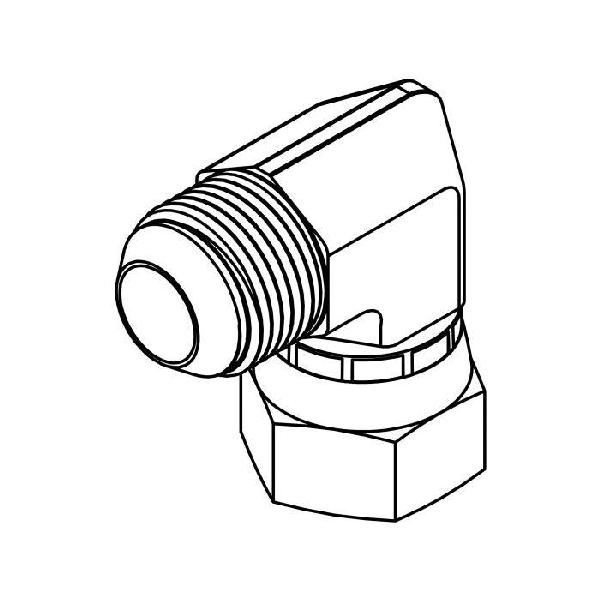 Hydraulic Swivel 90° Elbow, 7/8-14 Inch Male JIC, 3/4-16 Inch JIC Swivel, Steel