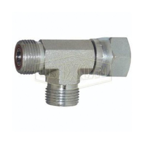 Run Tee, 11/16-16 Nominal, Male Flat Face x Female Flat Face Swivel x Male Flat Face, 4000 psi, Steel, Zinc Plated, Domestic
