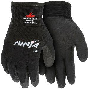 General Purpose Gloves, Dipped Insulated, Series: Ninja® N9690, Coated Glove, 2XL, HPT™ Palm, 15 ga Acrylic/Nylon, Black, Standard Finger, Acrylic, Knit Wrist Cuff, HPT™, Coating Coverage: Palm and Fingers, 11.417 in Length, Resists: Abrasion, Cut, P