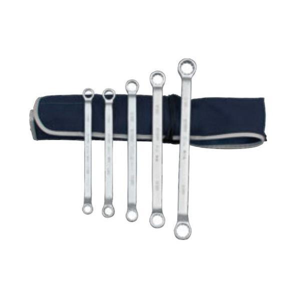 Box Socket Set, Double Offset, 10 to 19 mm Size, 5 Piece, Polished Chrome