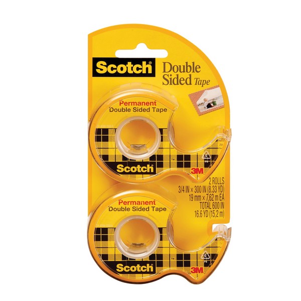 Double Sided Tape, Double Coated, 300 Inch Length, 3/4 Inch Width, Transparent