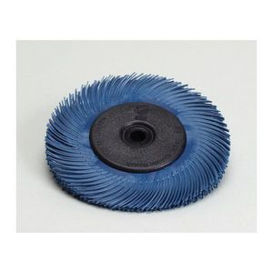 Bristle Disc Brush, 6 in Diameter Brush, 1 in Face Width, 400 Grit, Super Fine Grade, Ceramic Fill, 6000 RPM Maximum, Blue Brush Color
