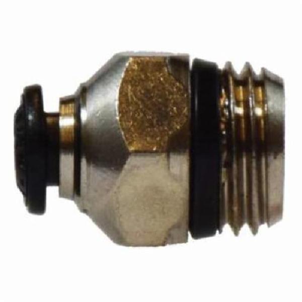 Tube Adapter, Straight, Fitting/Connector Type: Adapter, 10 mm Nominal, Push-In x MIP, 0.663 Inch Hex, 0 to 250 psi, 0 to 160 °F, Brass, Nickel Plated, 1.014 Inch Length