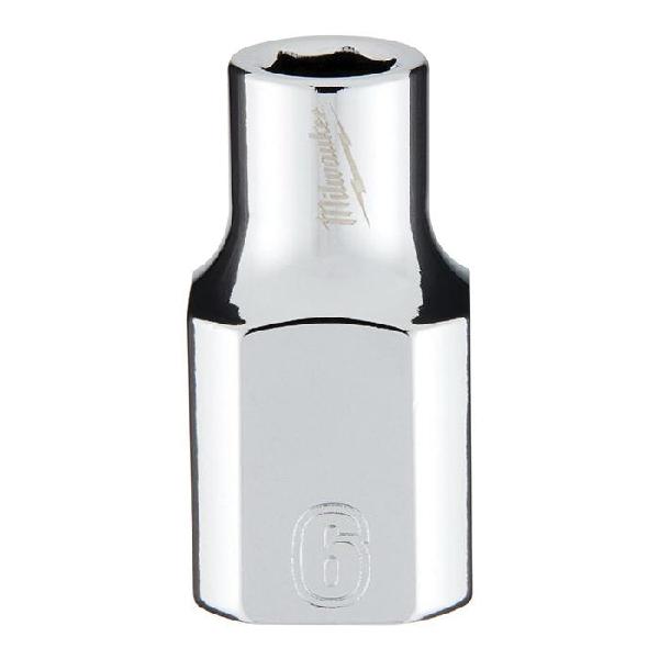 Socket, Measurement System: Metric, 3/8 in Drive, Standard Socket, 6 mm Socket, 6 Points, Steel, Polished Chrome
