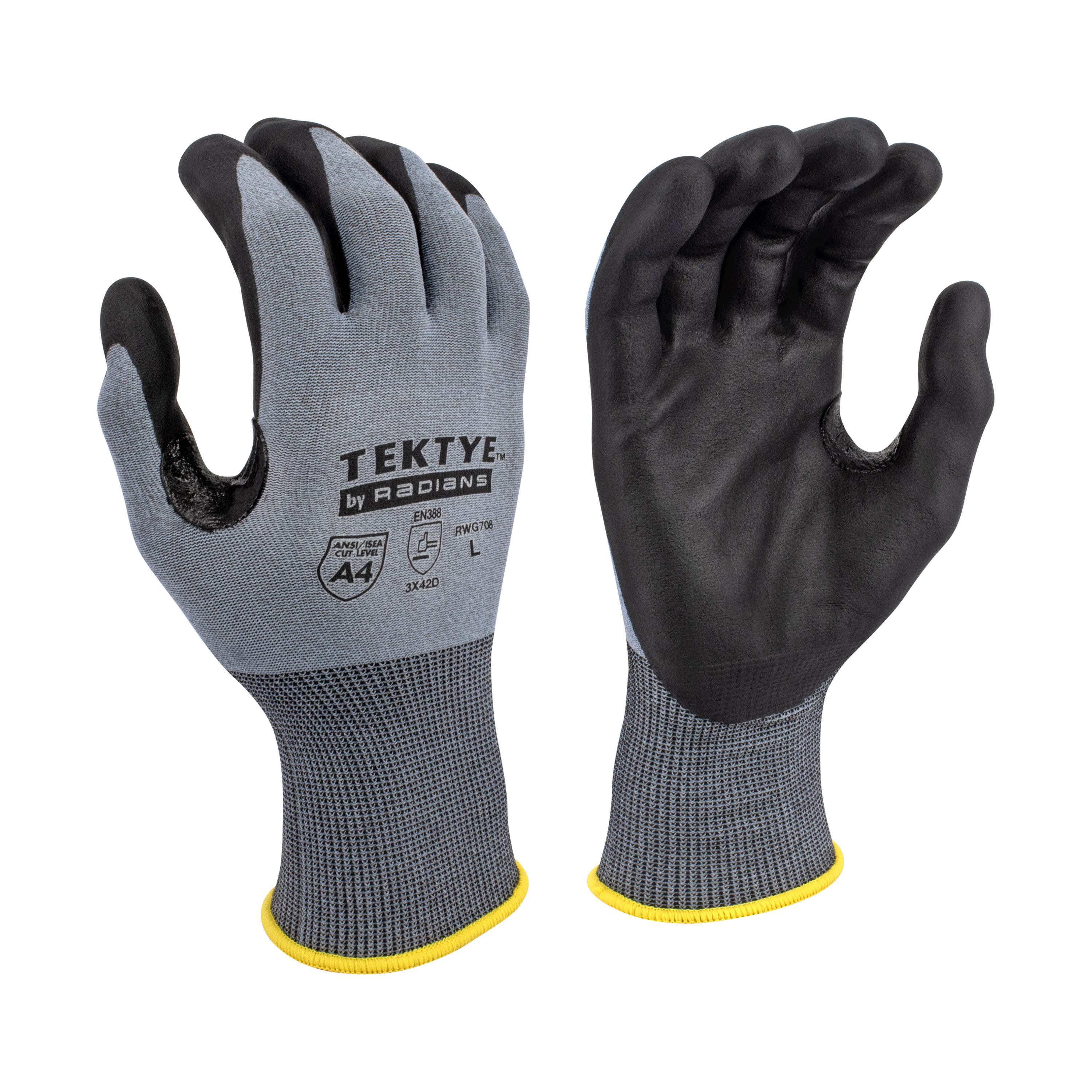 Cut-Resistant Glove, Series: RWG708, XS Size, Foam Nitrile Palm, 18 ga Shell, Gray, Pair Hand, Touchscreen Capable Style, Slip-On Cuff, Elastic/Slip-On Closure, 10.19 in Length, ANSI Cut-Resistance Level: A4, ANSI Puncture-Resistance Level: 3, Resists: Abrasion/Cut/Puncture