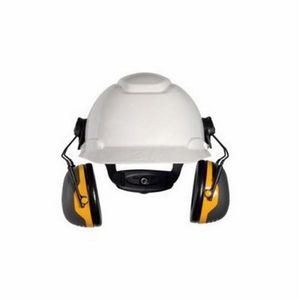 Earmuff, Cap Mount Lightweight, Series: X Series, 24 dB Noise Reduction, Black/Yellow, Foam Cushion and Liner/Stainless Steel Band