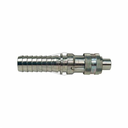 Quick Disconnect Coupler, Interchange, Series: N Series, 1/2 Inch Nominal, Quick Disconnect Coupler x Hose Barb End Style, 4.77 Inch Length, 500 psi Pressure, -40 to 250 °F, Steel, 1.4 Inch Outside Diameter