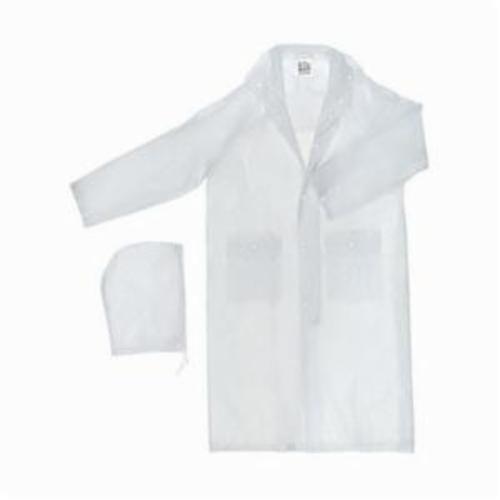 Rainwear coat, 2-Piece 1-Layer, Series: Squall O72C, L, Clear, PVC, 54 in Chest, 49 in Length, Snap Closure, Detachable Hood, 2 Pockets