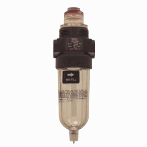 Micro-Fog Lubricator, Miniature, Series: Series 1 L07, 1/4 Inch NPT Port, 14 scfm, 150 psi Pressure, Polycarbonate Bowl, 0 to 125 °F Adjustment, Zinc