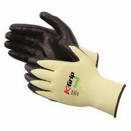 Cut Resistant Gloves, Disposable, Series: 4830, L Size, Nitrile Palm, Nitrile Coating, Kevlar/Nitrile, Black/Yellow, Firm Grip Style, Kevlar/Nitrile Lining, A2 ANSI Cut-Resistance Level, Resists: Abrasion, Chemical and Cut
