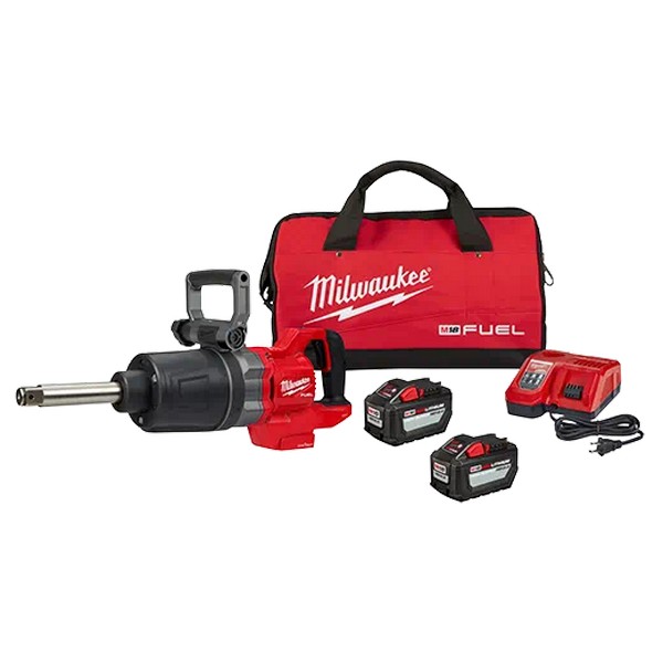 High Torque Impact Wrench, M18, 1 Inch Drive, D-Handle, Kit Includes (2) 12 Ah Batteries, Charger & Carrying Case, 1440 IPM, 2000 ft/lb Maximum Torque, Friction Ring Anvil