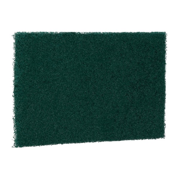 Scouring Pad, Heavy Duty Rectangle, 5-1/4 Inch Length, 4 Inch Width, Fiber/Mineral/Resin, Green