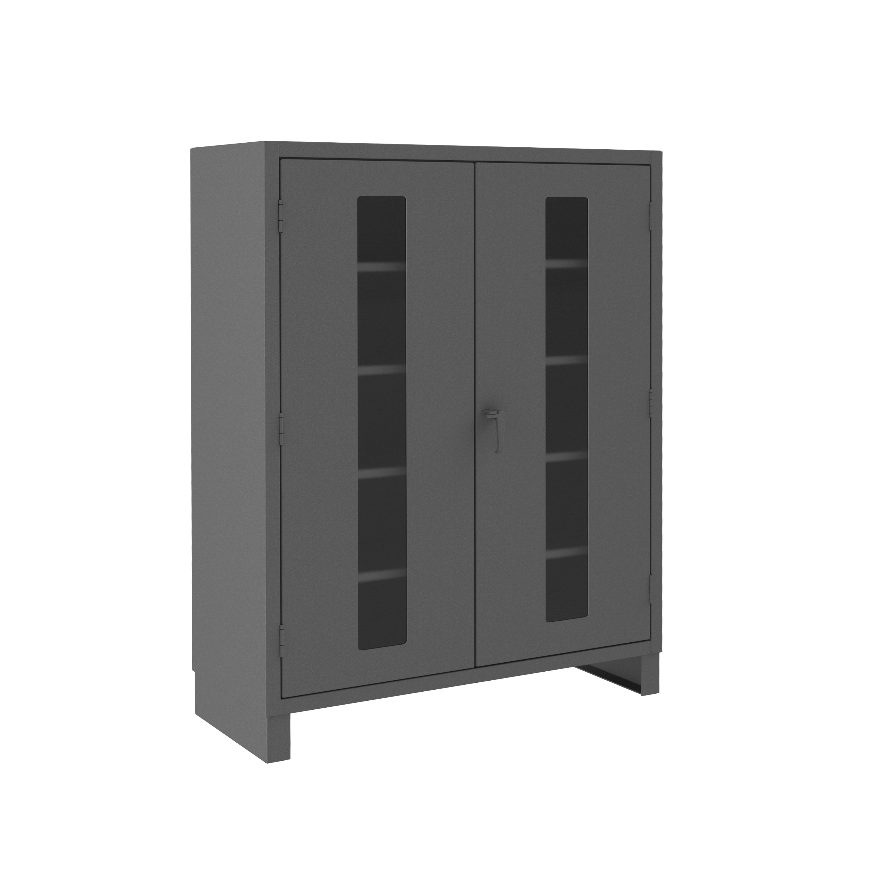 General Storage Cabinet, Clearview, 24 in Overall Length, 60 in Overall Width, 78 in Overall Height, 2 Doors, 4 Shelves, 1650 lb Shelf, 57-15/16 in W x 20-7/8 in D Adjustable Shelf, 12 ga Gauge Thickness, Swing, Padlockable Locking, Steel, Gray