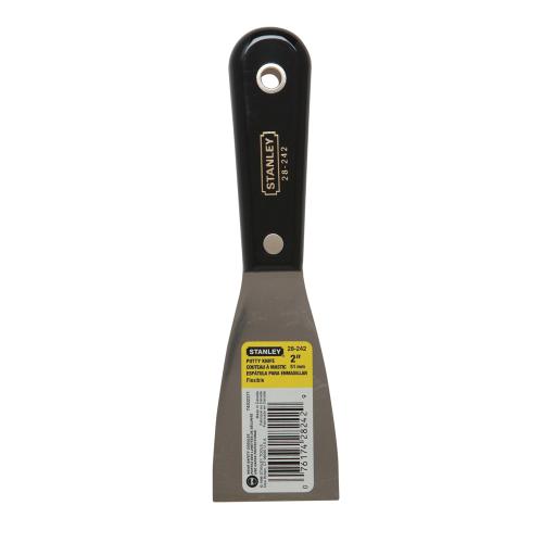 Putty Knife, Full Tang Blade, 3-5/8 in Blade Length, 2 in Blade Width, Flexible Blade Flexibility, Steel Blade, 3-7/8 in Handle, Nylon Handle, Black