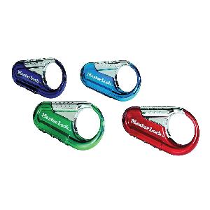 Backpack Lock, Rugged Metal Body, 3/16 in Shackle Diameter, 1-3/16 in Shackle Height, 1/4 in Shackle Width, Metal Shackle, 3-5/16 in Body Width, Blue/Green/Light Blue/Red