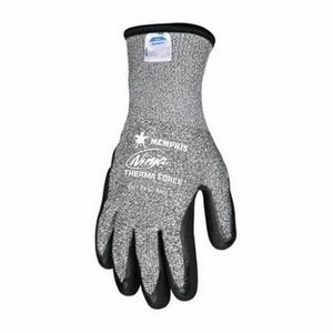 Insulated, Series: Ninja® Force N9690TC, L, Bi-Polymer Palm, Bi-Polymer Coating, Acrylic/Dyneema®, Black/Salt/Pepper, Ambidextrous Hand, Standard Finger/Full Finger/Wing Thumb, HPPE/Synthetic/Fiberglass/Acrylic Terry, Knit Wrist Cuff, 10.228 in Lengt