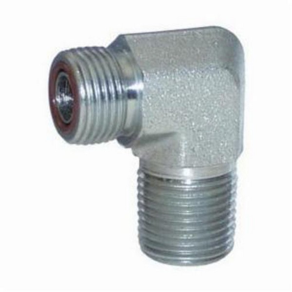 Hydraulic Elbow, Series: FS2501, 1-3/16-12 x 3/4-14 Nominal, Male Flat Face x Male NPTF, 90°, 2500 psi, Carbon Steel, Zinc Plated