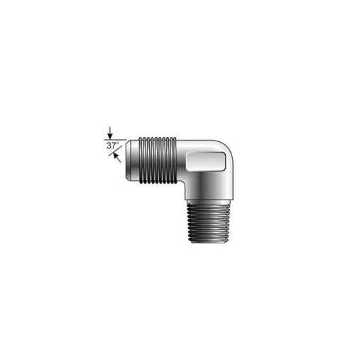 Hydraulic Elbow Adapter, SAE to SAE, Series: G60, 3/4-16 x 1/2-14 Nominal, 37° Male JIC Flare x Male NPTF, 90°, Steel, Import
