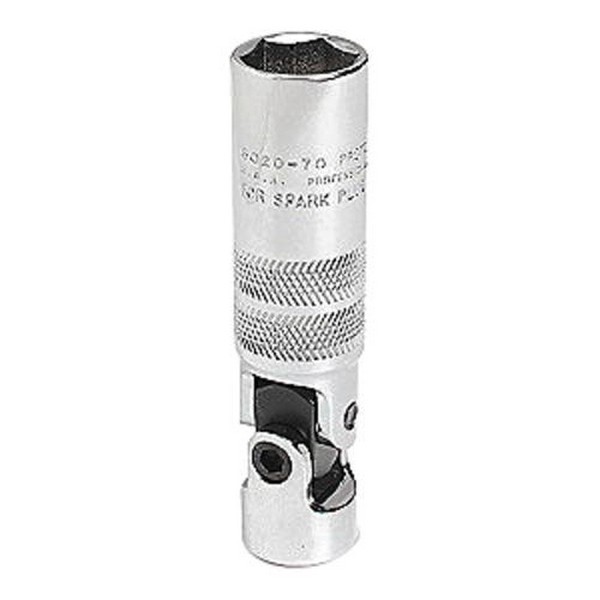 Socket, Spark Plug Standard Length Universal, No Impact Rated, Measurement System: Imperial, Square Drive, 3/8 in Drive, 5/8 in Socket, 3-19/64 in Overall Length, 5/16 in Opening Depth, 23/32 in Drive End Width, 27/32 in Socket End Width, 6 Points, A