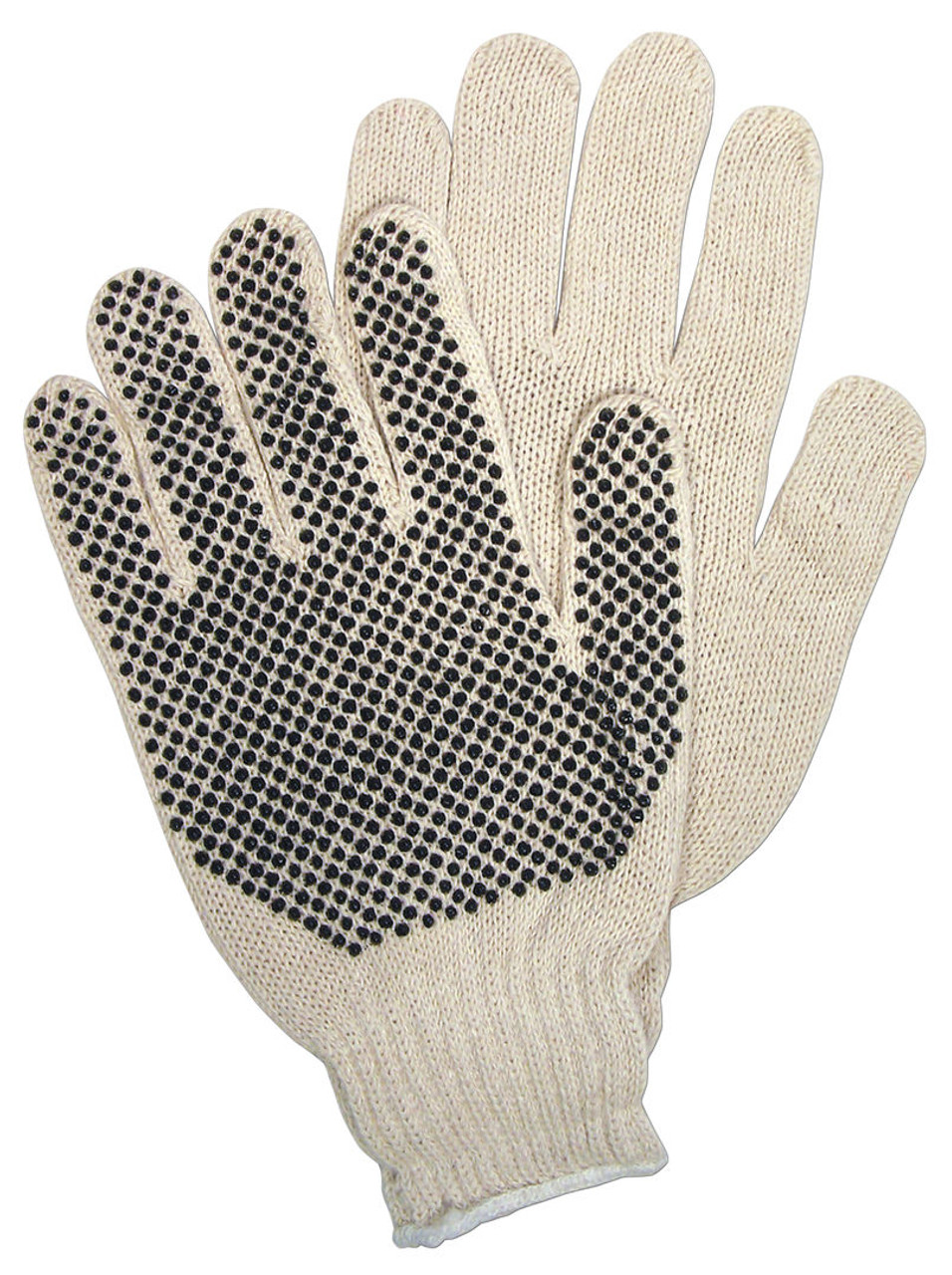 Glove, Work Glove, M Size, 30% Cotton/70% Polyester, Black/Natural, Knit Wrist Cuff