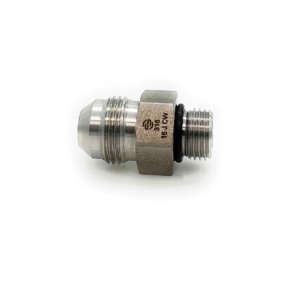 Stainless Adapters Pipe Connector, Straight, 1/2 x 1/2 Inch Nominal, 37° Male JIC Flare x Male SAE O-Ring Boss, 1.488 Inch Length, 4000 psi, 1000 °F, 316 Stainless Steel