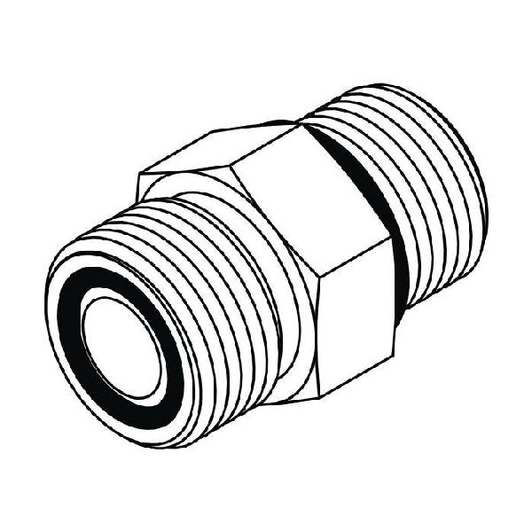 Adapter, Straight, Series: FF6400, 9/16-18 Nominal, Male O-Ring Face Seal x Male O-Ring End Style, Steel, Trivalent Chromate Plated, Silver