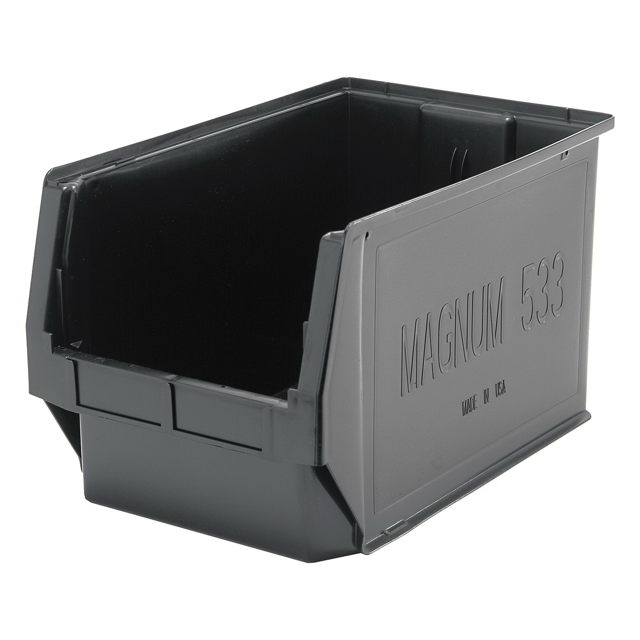 MAGNUM Recycled Shelf Bin, Heavy Duty, Series: QMS533, 19-3/4 in Outside Length, 12-3/8 in Outside Width, 11-7/8 in Outside Height, 17-3/4 in Inside Length, 11-1/4 in Inside Width, 11 in Inside Height, 1.68 cu-ft Volume, 150 lb Load, Injection Molded