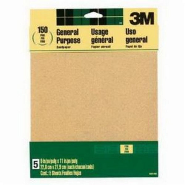 Coated Sanding Sheet, 11 in Length, 9 in Width, Aluminum Oxide Abrasive, Paper Backing, Applicable Materials: Wood, Paint, Metal, Plastic, Drywall and Fiberglass