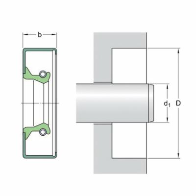 ore Radial Shaft Seal, Type CRW1, 1-1/8 in Inside Dia, 1.874 in Outside Dia, 1/4 in Width, R Cross Section, -40 to 212 °F, Nitrile Lip, Bore Tite Coating, Green