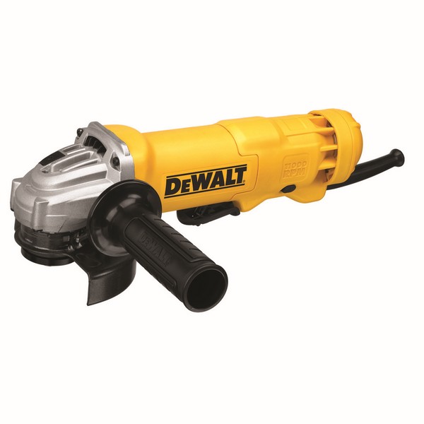 Electric Angle Grinder, Grounded Low Profile Small, Bare Tool Tool/Kit, 4-1/2 in Wheel Dia, 5/8-11 UNC, 11000 RPM, 1.8 HP, 120 VAC, 11 A, Quick-Change™ For Wheel Type, Plastic Housing, 2-Position/Side, Black/Yellow, Paddle Switch Control, Yes Dust Ma