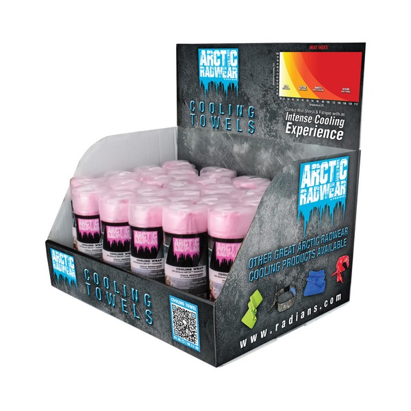 Cooling Towel Counter Display, 26 x 8-1/4 in Size, Pink, 2 to 3 min Soaking