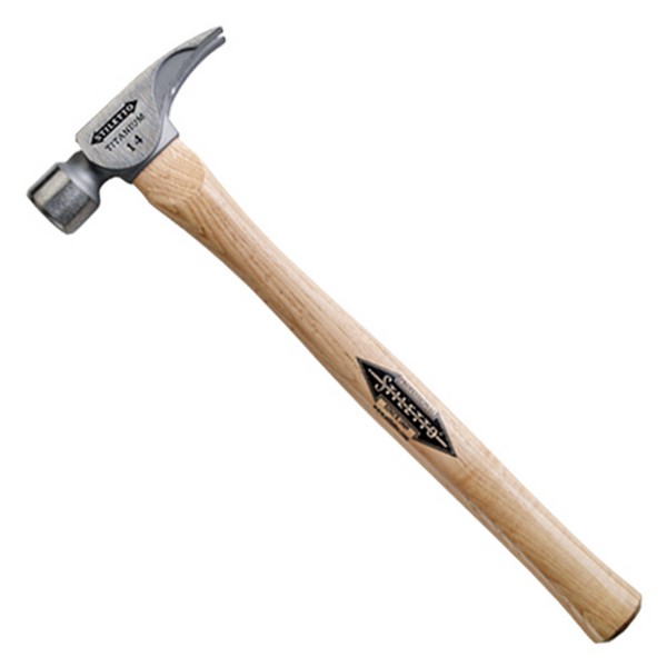 Framing Hammer, Nailing, 18 in Overall Length, Milled Face Surface, 14 oz Head, Titanium Head, Straight Handle, Hickory Wood Handle, Straight Claw Style