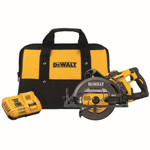 Cordless Circular Saw Kit, Worm Drive, Bare Tool/Kit: Kit, 7-1/4 in Blade, Blade Side Left, 5/8 in Arbor/Shank, 5800 RPM, 1-7/8 in at 45 deg, 2-7/16 in at 90 °Cutting Depth, Bevel Capacity: 53 deg, Magnesium Shoe, Carbide Cutting Edge, 60 VDC, Lithiu