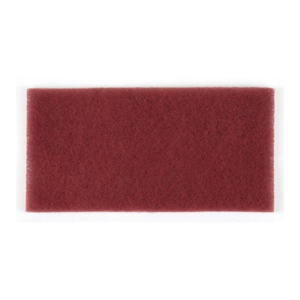 Hand Pad, Durable Flexible, 9 Inch Length, 4-1/2 Inch Width, Very Fine Grade, Aluminum Oxide Abrasive, Maroon Pad Color, Applicable Materials: Glass, Plastic, Porcelain and Vinyl