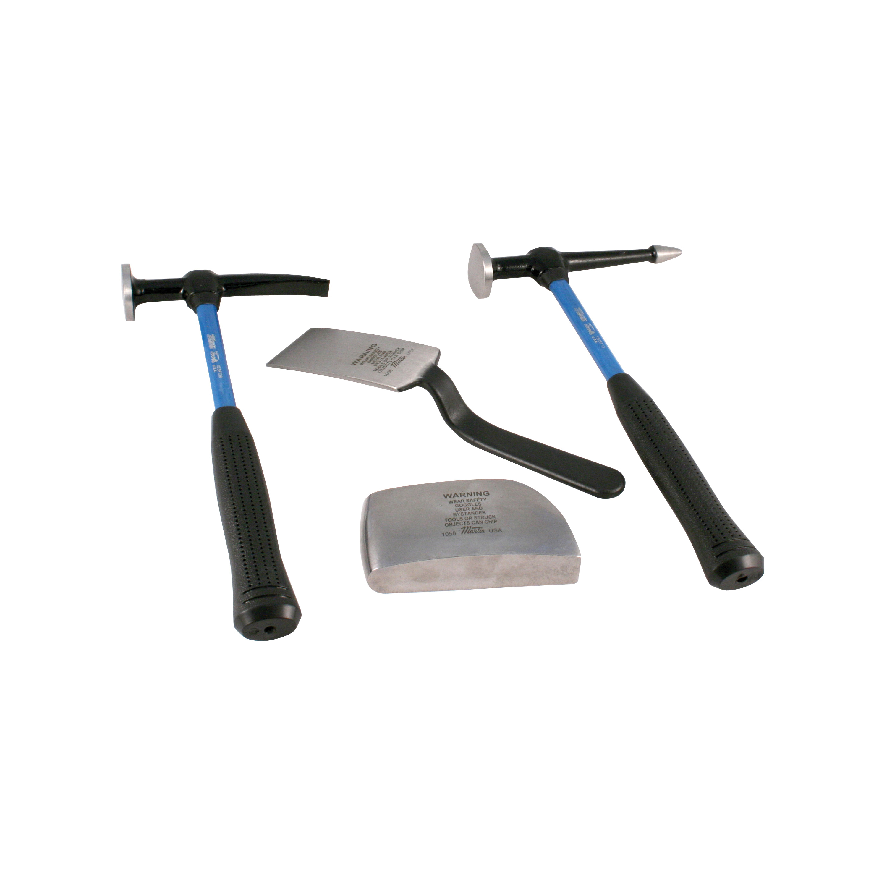 Body and Fender Repair Tool Set, Fiberglass Handle, 4 Piece, Steel