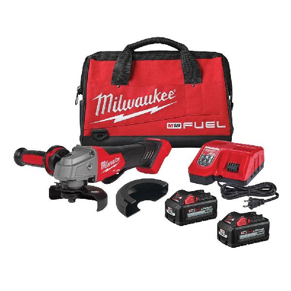 Grinder Kit, Cordless Angle, Bare Tool/Kit: Kit, Series: FUEL™, 5 in Wheel Diameter, 5/8-11 UNC Arbor/Shank, 8500 RPM Speed, 18 V, Lithium-Ion Battery, 6 Ah Battery, Metal/Plastic Housing Material, Straight Handle, Black/Red, Paddle Switch, 2 Batteri